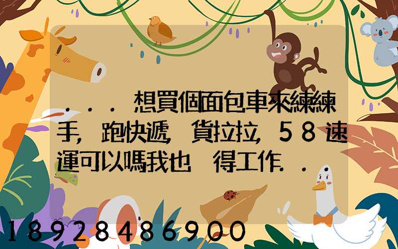 ...想買個面包車來練練手,跑快遞,貨拉拉,58速運可以嗎我也沒得工作...